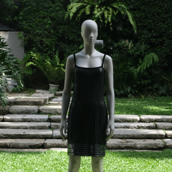 St. John Black Beaded Mirror Dress